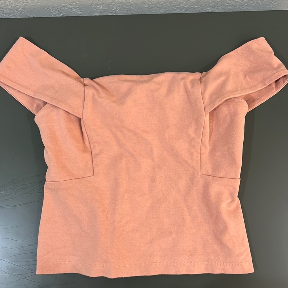 Mauve Anthropologie off-the-shoulder top